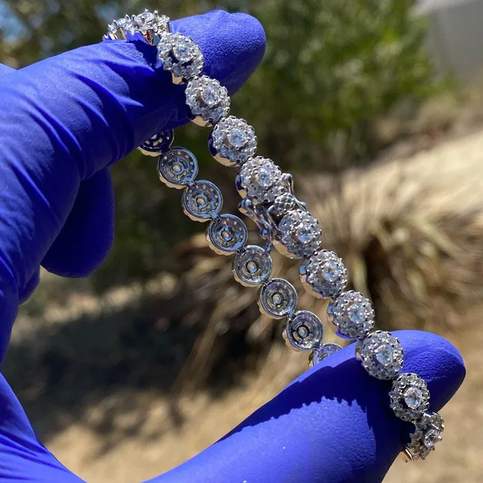 Bracelets Bling Cartel Admin Solid 925 Sterling Silver Iced Flower Cluster Bracelet 75 Inch