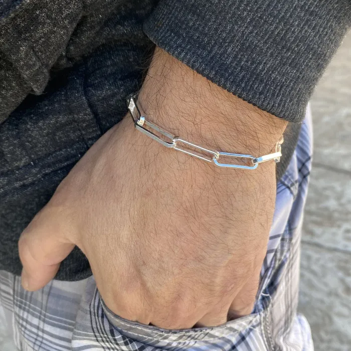 Bracelets Bling Cartel Real Solid 925 Sterling Silver Paperclip Bracelet Italy Paper Clip 8 Inch 65MM Bracelets Bling Cartel Real Solid 925 Sterling Silver Paperclip Bracelet Italy Paper Clip 8 Inch 65MM