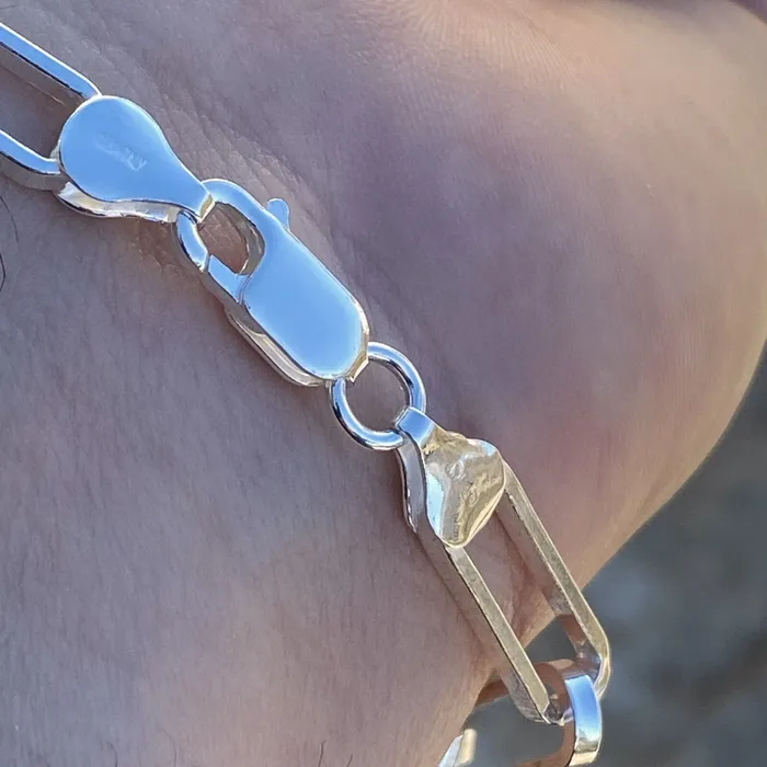 Bracelets Bling Cartel Real Solid 925 Sterling Silver Paperclip Bracelet Italy Paper Clip 8 Inch 65MM Bracelets Bling Cartel Real Solid 925 Sterling Silver Paperclip Bracelet Italy Paper Clip 8 Inch 65MM