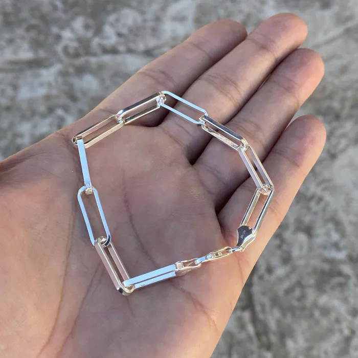 Bracelets Bling Cartel Real Solid 925 Sterling Silver Paperclip Bracelet Italy Paper Clip 8 Inch 65MM Bracelets Bling Cartel Real Solid 925 Sterling Silver Paperclip Bracelet Italy Paper Clip 8 Inch 65MM