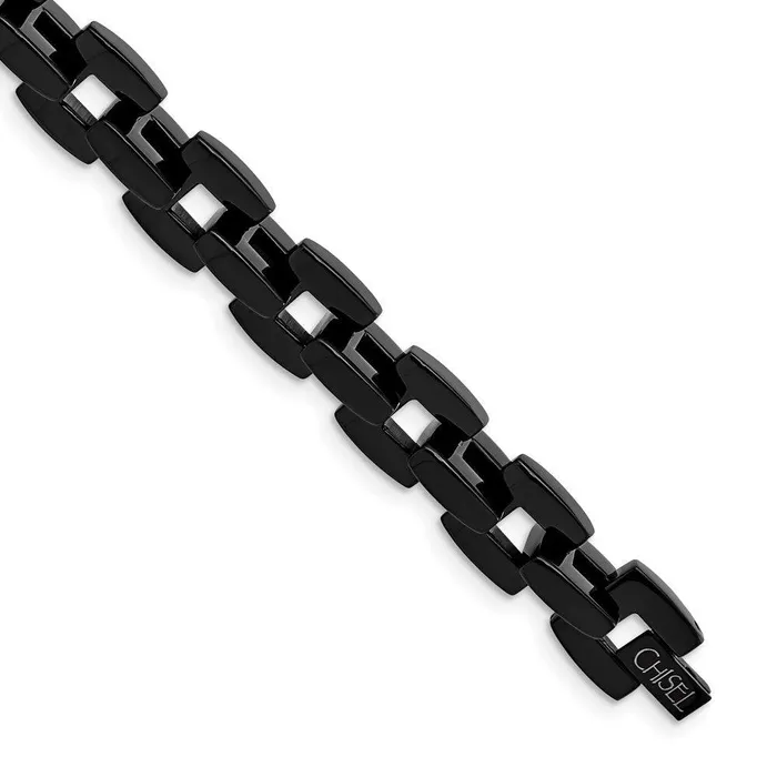 Bracelets Chisel Stainless Steel Black IPplated 85in Bracelet