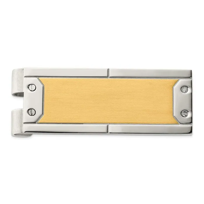 Bracelets Chisel Stainless Steel Brushed and Polished Yellow IPplated Money Clip Bracelets Chisel Stainless Steel Brushed and Polished Yellow IPplated Money Clip