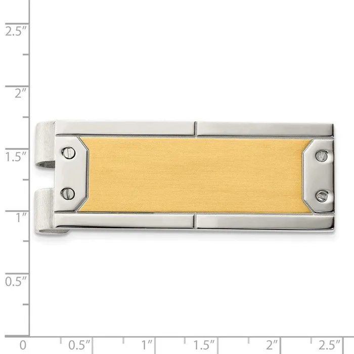 Bracelets Chisel Stainless Steel Brushed and Polished Yellow IPplated Money Clip Bracelets Chisel Stainless Steel Brushed and Polished Yellow IPplated Money Clip