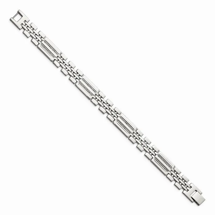 Bracelets Chisel Stainless Steel Polished wDiamonds Fancy 875in Bracelet Bracelets Chisel Stainless Steel Polished wDiamonds Fancy 875in Bracelet