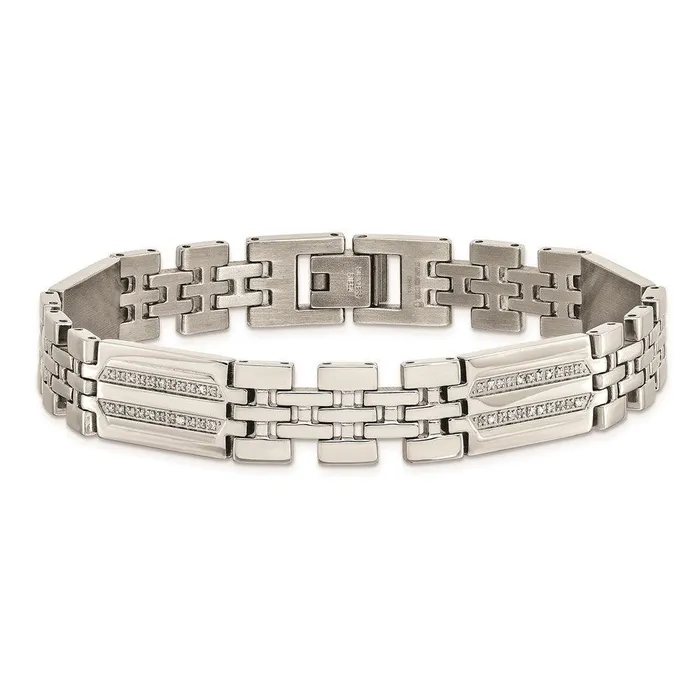 Bracelets Chisel Stainless Steel Polished wDiamonds Fancy 875in Bracelet Bracelets Chisel Stainless Steel Polished wDiamonds Fancy 875in Bracelet