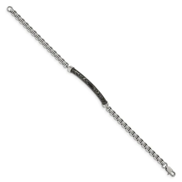 Bracelets Chisel Stainless Steel Polished with Gray Wood 875in Bracelet Bracelets Chisel Stainless Steel Polished with Gray Wood 875in Bracelet