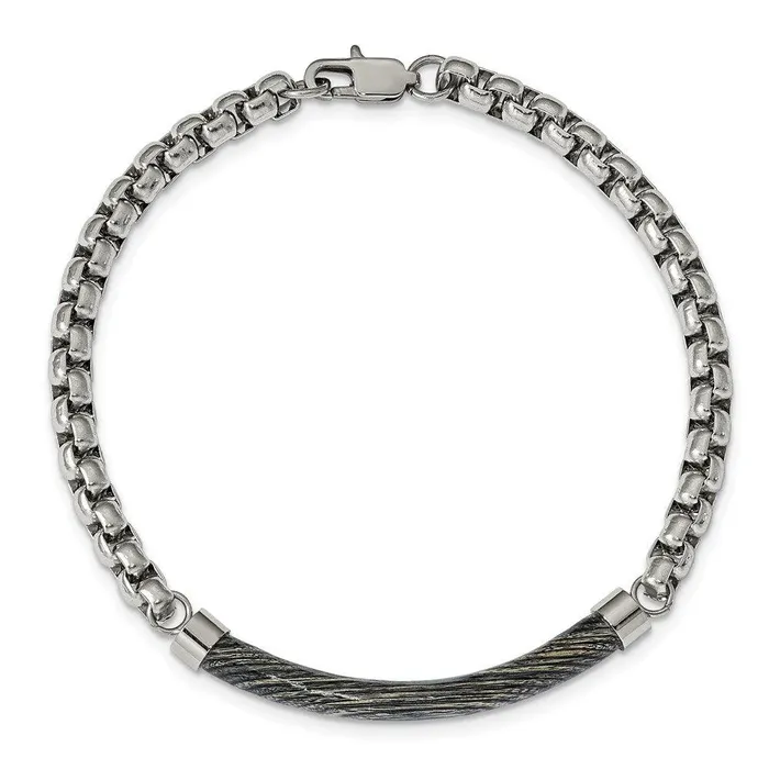 Bracelets Chisel Stainless Steel Polished with Gray Wood 875in Bracelet Bracelets Chisel Stainless Steel Polished with Gray Wood 875in Bracelet