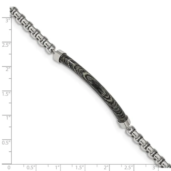 Bracelets Chisel Stainless Steel Polished with Gray Wood 875in Bracelet Bracelets Chisel Stainless Steel Polished with Gray Wood 875in Bracelet