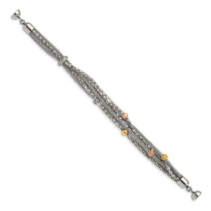 Bracelets Chisel Stainless Steel Rose and Yellow IPplated Mesh Bracelet Bracelets Chisel Stainless Steel Rose and Yellow IPplated Mesh Bracelet