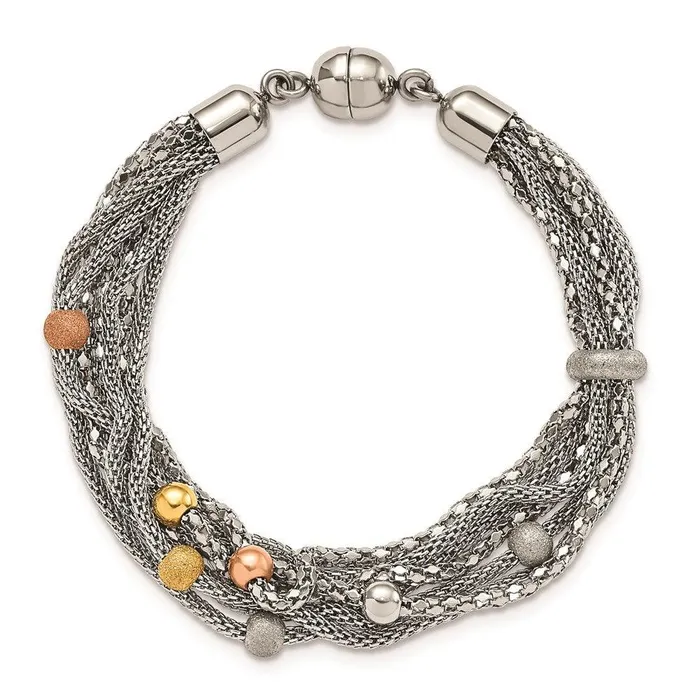 Bracelets Chisel Stainless Steel Rose and Yellow IPplated Mesh Bracelet Bracelets Chisel Stainless Steel Rose and Yellow IPplated Mesh Bracelet