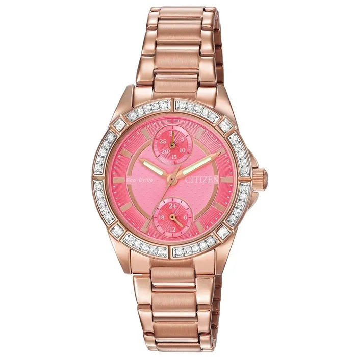 Bracelets Citizen Citizen FD300358X Womens POV Pink Dial Rose Gold Steel Bracelet Swarovski Crystals Watch Bracelets Citizen Citizen FD300358X Womens POV Pink Dial Rose Gold Steel Bracelet Swarovski Crystals Watch