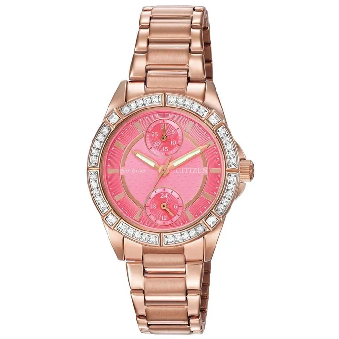 Bracelets Citizen Citizen FD300358X Womens POV Pink Dial Rose Gold Steel Bracelet Swarovski Crystals Watch Bracelets Citizen Citizen FD300358X Womens POV Pink Dial Rose Gold Steel Bracelet Swarovski Crystals Watch