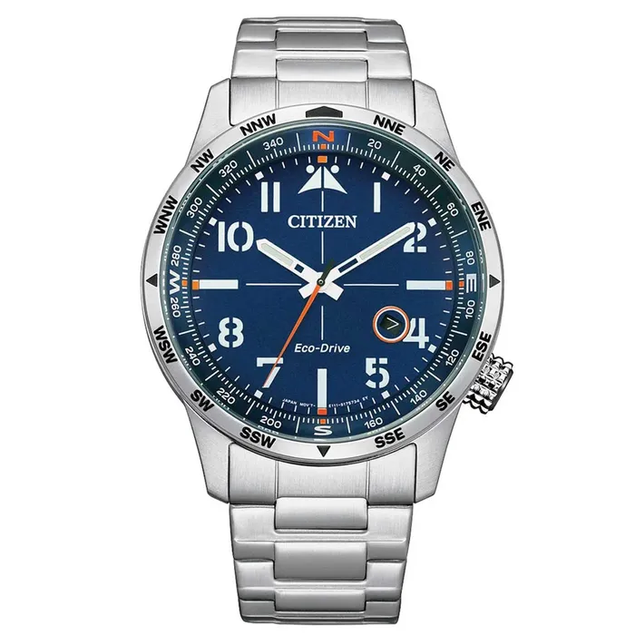 Bracelets Citizen Citizen Mens Watch EcoDrive Blue Dial Silver Tone Bracelet Compass BM755087L Bracelets Citizen Citizen Mens Watch EcoDrive Blue Dial Silver Tone Bracelet Compass BM755087L