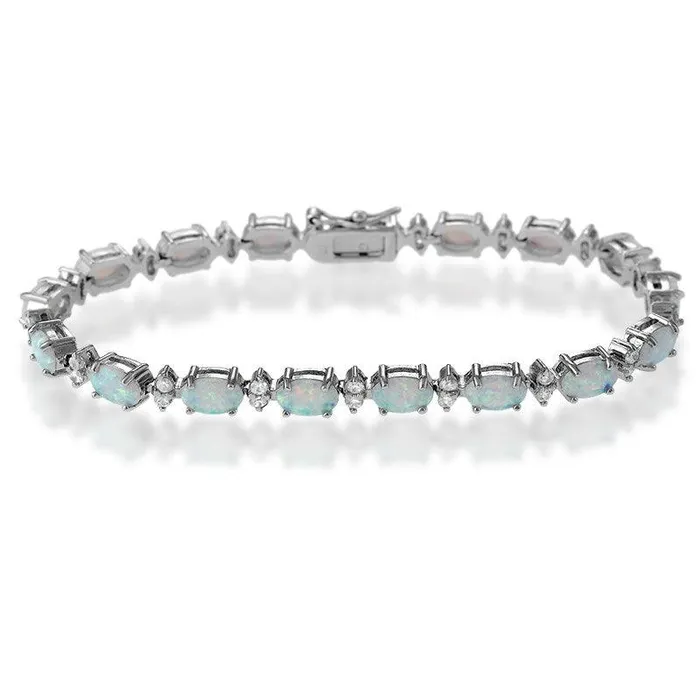 Bracelets Classic Sterling Silver Oval White Opal Marquise Shape CZ Bracelet Bracelets Classic Sterling Silver Oval White Opal Marquise Shape CZ Bracelet