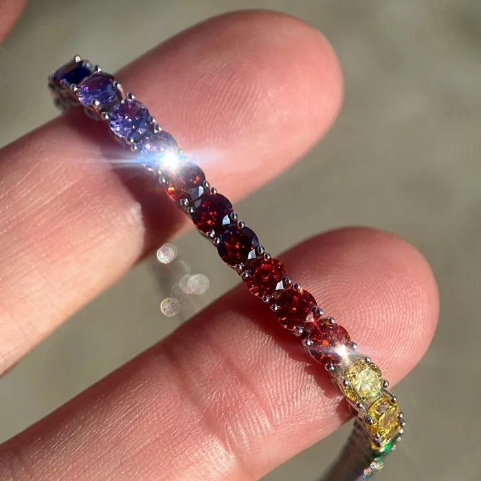 Bracelets Harlem Bling 925 Sterling Silver Multicolor Rainbow CZ Iced Tennis Bracelet Bracelets Harlem Bling 925 Sterling Silver Multicolor Rainbow CZ Iced Tennis Bracelet