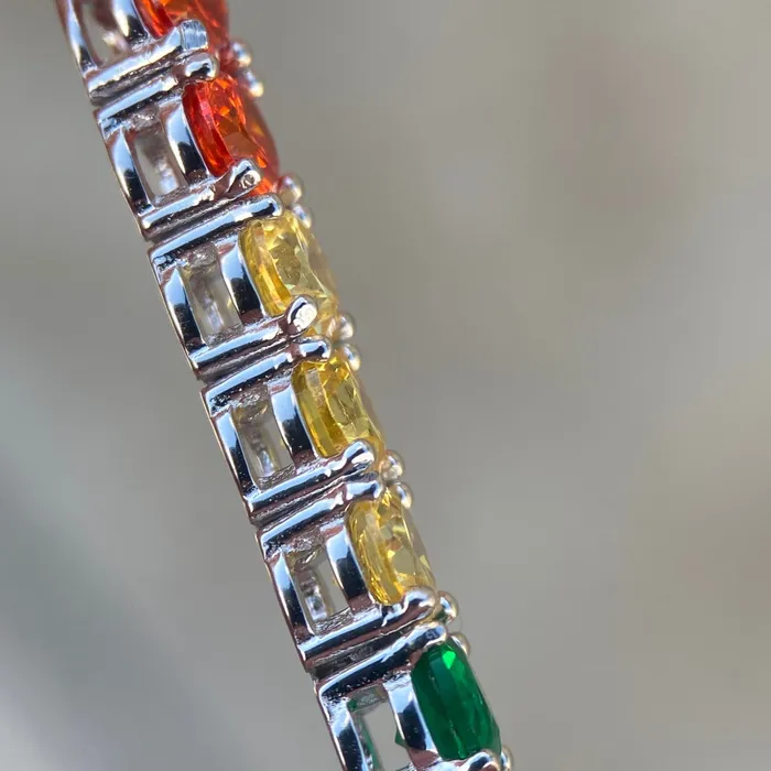 Bracelets Harlem Bling 925 Sterling Silver Multicolor Rainbow CZ Iced Tennis Bracelet Bracelets Harlem Bling 925 Sterling Silver Multicolor Rainbow CZ Iced Tennis Bracelet