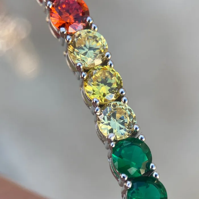 Bracelets Harlem Bling 925 Sterling Silver Multicolor Rainbow CZ Iced Tennis Bracelet Bracelets Harlem Bling 925 Sterling Silver Multicolor Rainbow CZ Iced Tennis Bracelet