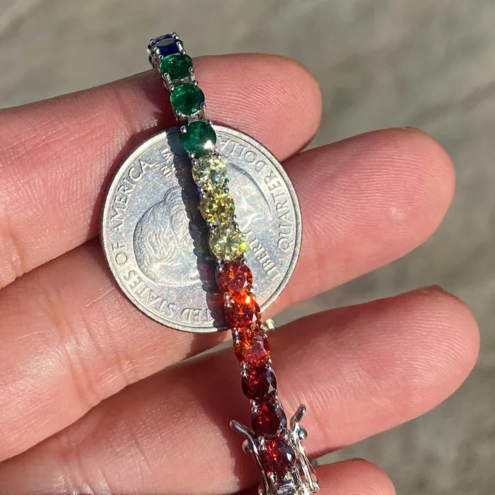 Bracelets Harlem Bling 925 Sterling Silver Multicolor Rainbow CZ Iced Tennis Bracelet Bracelets Harlem Bling 925 Sterling Silver Multicolor Rainbow CZ Iced Tennis Bracelet