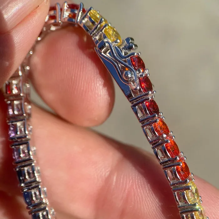 Bracelets Harlem Bling 925 Sterling Silver Multicolor Rainbow CZ Iced Tennis Bracelet Bracelets Harlem Bling 925 Sterling Silver Multicolor Rainbow CZ Iced Tennis Bracelet