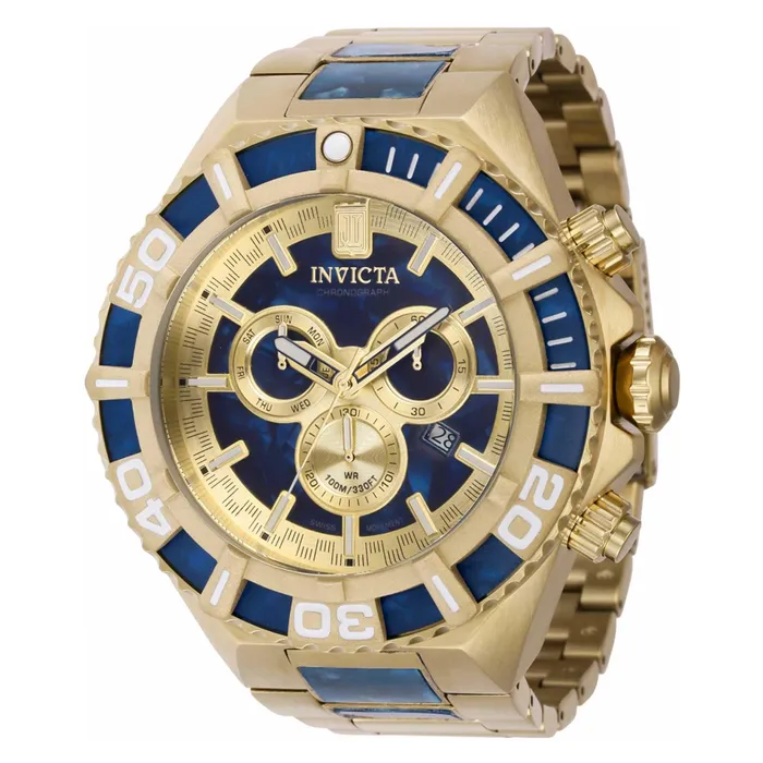 Bracelets Invicta Invicta Mens Chronograph Watch Jason Taylor Yellow Gold and Blue Bracelet 40209 Bracelets Invicta Invicta Mens Chronograph Watch Jason Taylor Yellow Gold and Blue Bracelet 40209