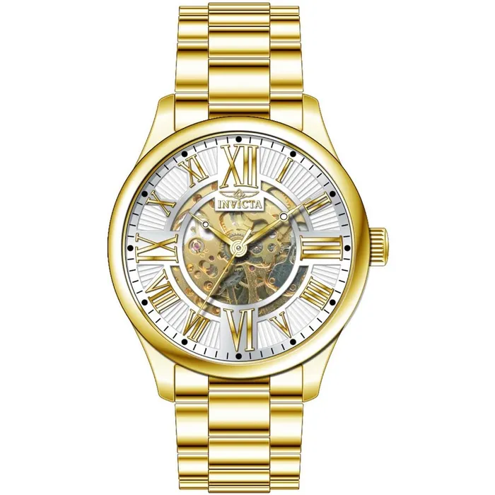 Bracelets Invicta Invicta Mens Watch Objet D Art Semi Skeleton Dial Yellow Gold SS Bracelet 37639 Bracelets Invicta Invicta Mens Watch Objet D Art Semi Skeleton Dial Yellow Gold SS Bracelet 37639