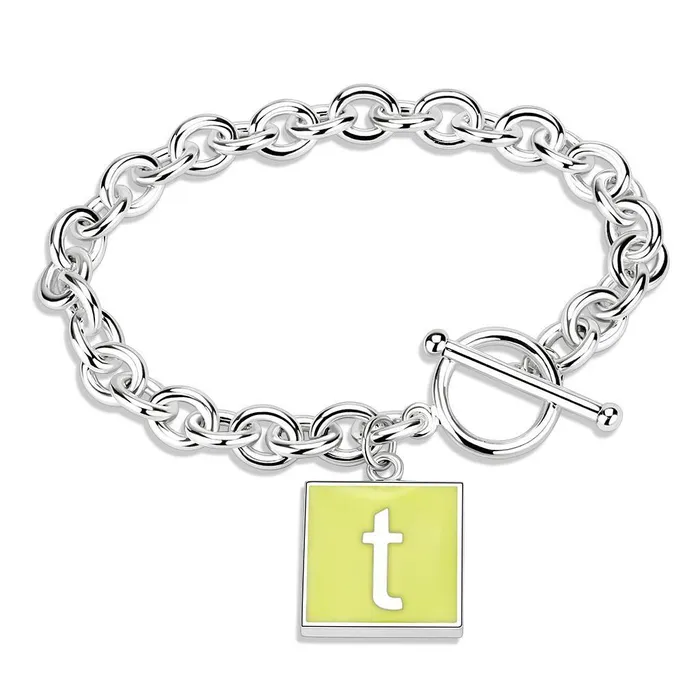 Bracelets LO4647 HighPolished Brass Bracelet with Epoxy in Emerald Alamode