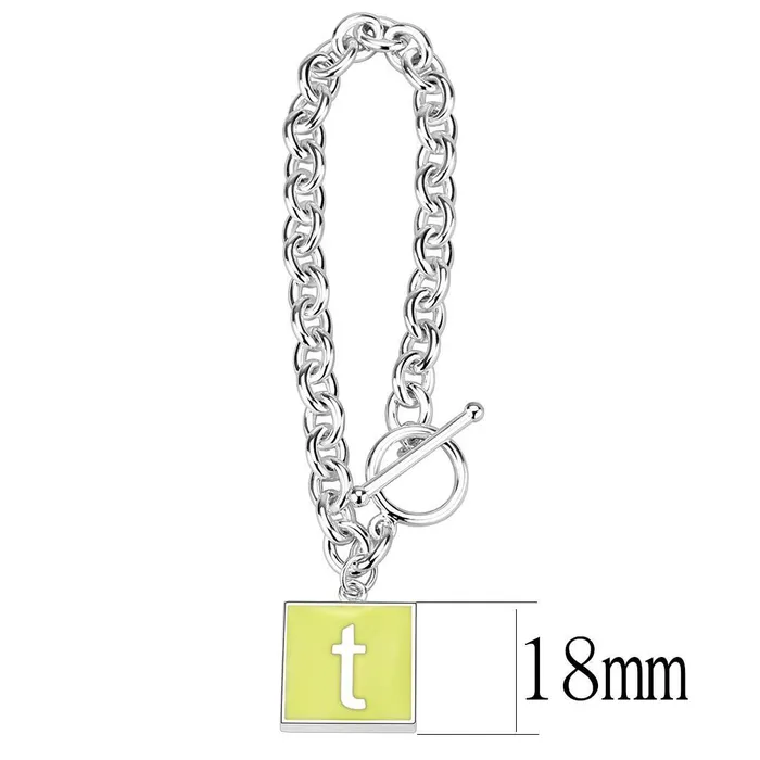Bracelets LO4647 HighPolished Brass Bracelet with Epoxy in Emerald Alamode