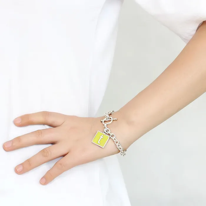 Bracelets LO4647 HighPolished Brass Bracelet with Epoxy in Emerald Alamode