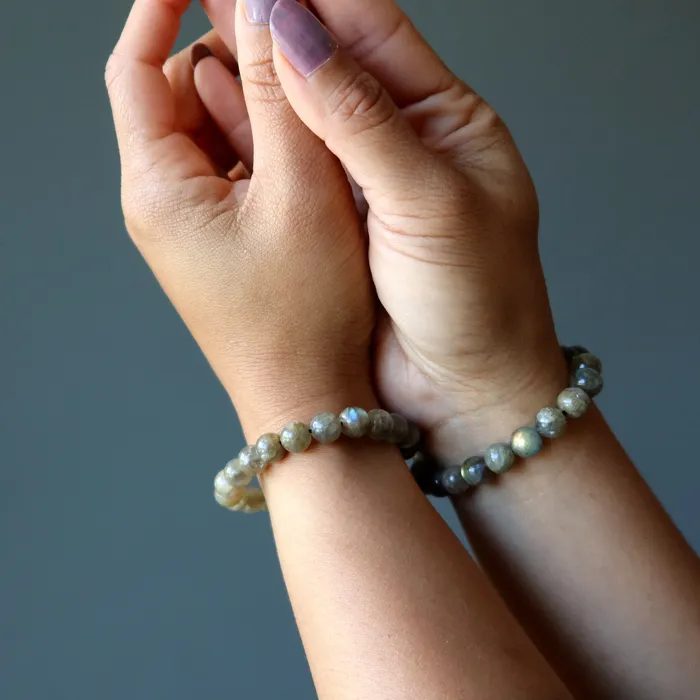 Bracelets Satin Crystals Labradorite Bracelet Rainbow God Zeus Lightning