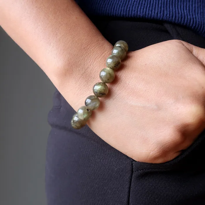 Bracelets Satin Crystals Labradorite Bracelet Rainbow God Zeus Lightning