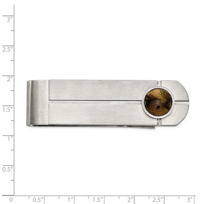 Bracelets Stainless Steel Brushed with Tigers Eye Money Clip Chisel Bracelets Stainless Steel Brushed with Tigers Eye Money Clip Chisel