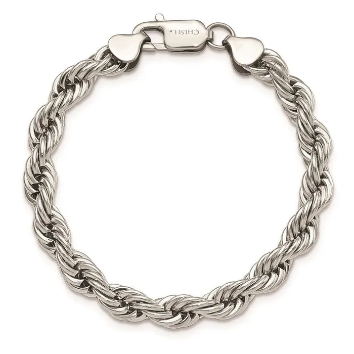 Bracelets Stainless Steel Polished 7mm Rope Bracelet Chisel Bracelets Stainless Steel Polished 7mm Rope Bracelet Chisel