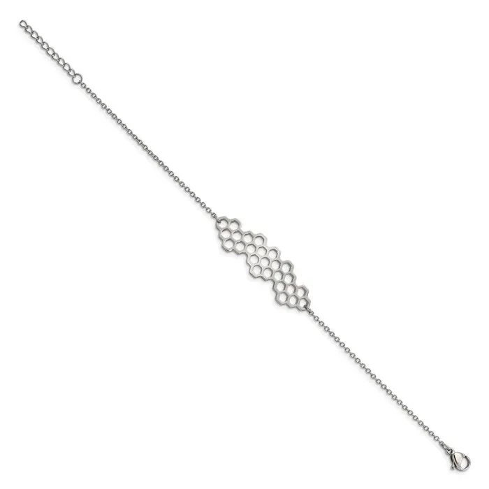 Bracelets Stainless Steel Polished Honeycomb 7in with 1in ext Bracelet Chisel Bracelets Stainless Steel Polished Honeycomb 7in with 1in ext Bracelet Chisel