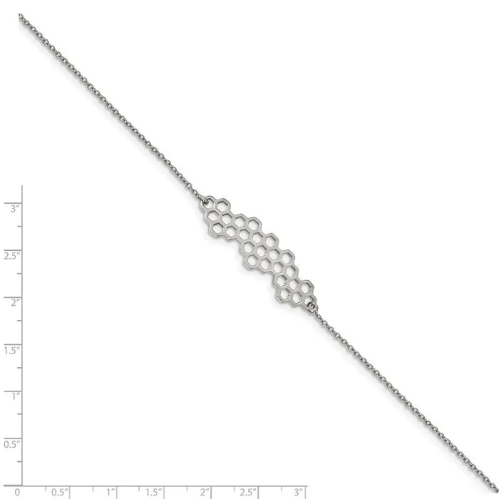 Bracelets Stainless Steel Polished Honeycomb 7in with 1in ext Bracelet Chisel Bracelets Stainless Steel Polished Honeycomb 7in with 1in ext Bracelet Chisel