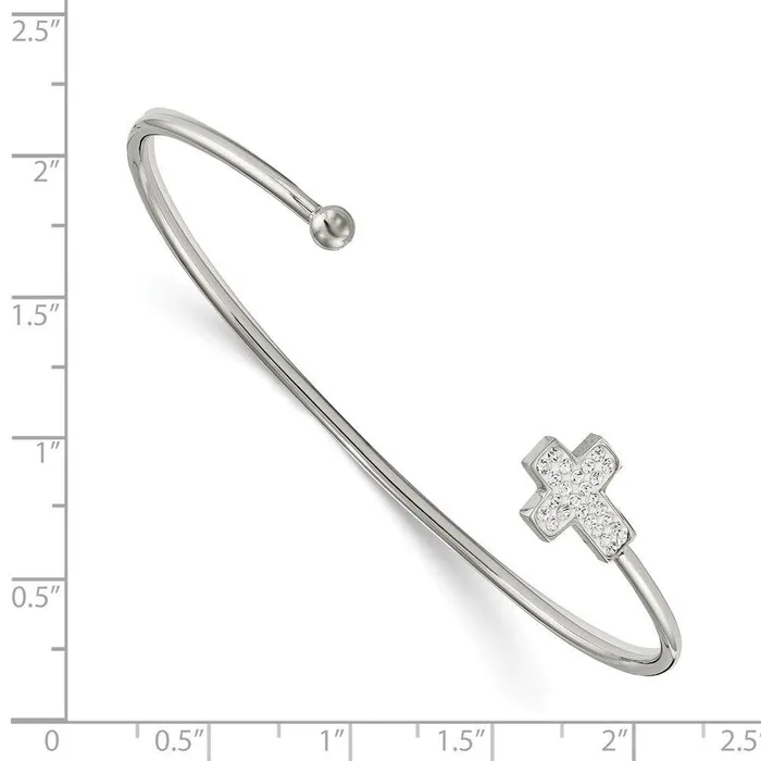 Bracelets Stainless Steel Polished Preciosa Crystal Cross Cuff Bangle Chisel Bracelets Stainless Steel Polished Preciosa Crystal Cross Cuff Bangle Chisel