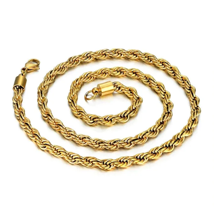 Bracelets VVS Jewelry 14k Gold 316L Stainless Steel Rope Chain BOGO