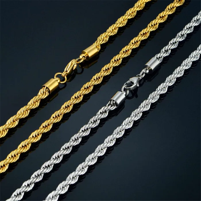 Bracelets VVS Jewelry 14k Gold 316L Stainless Steel Rope Chain BOGO