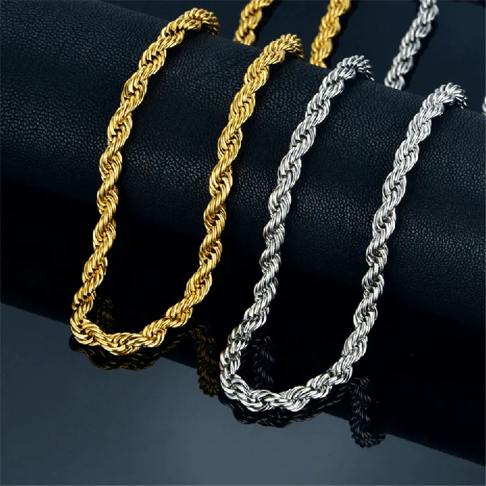 Bracelets VVS Jewelry 14k Gold 316L Stainless Steel Rope Chain BOGO