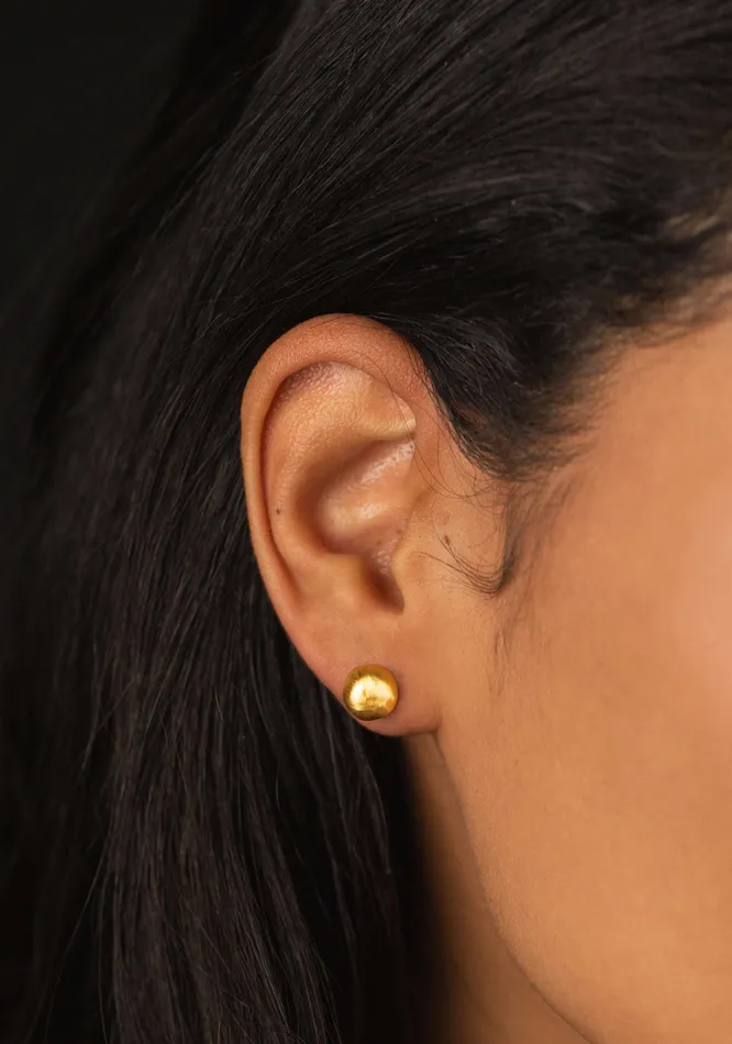 Brushed Cap Stud Earrings Gold Kty Earrings