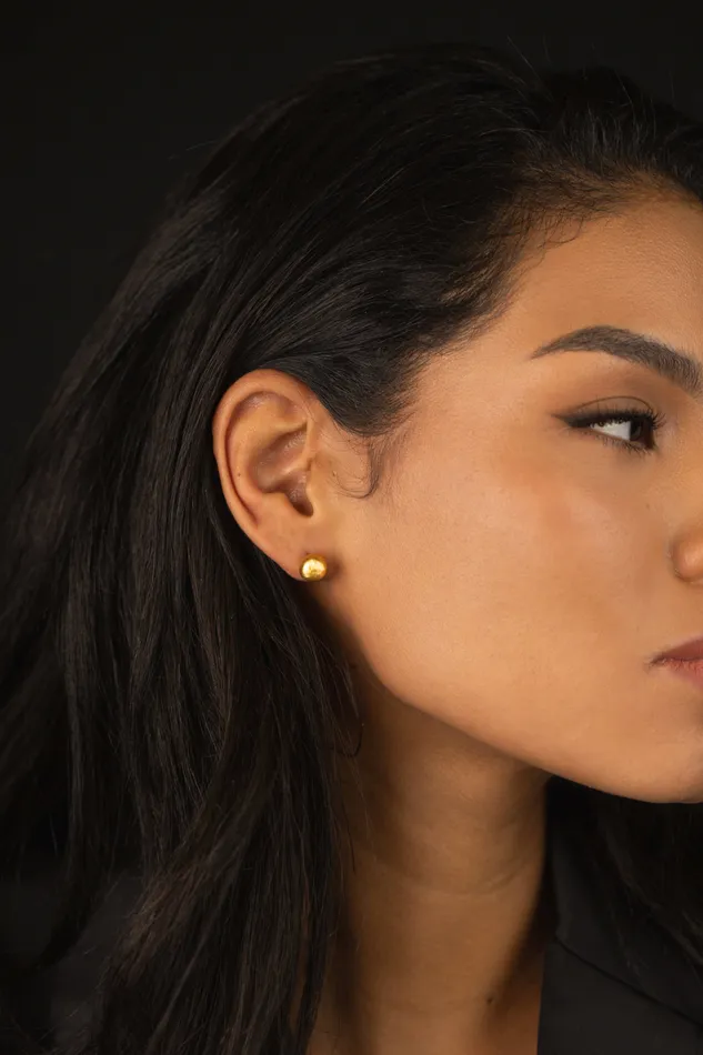 Brushed Cap Stud Earrings Gold Kty Earrings
