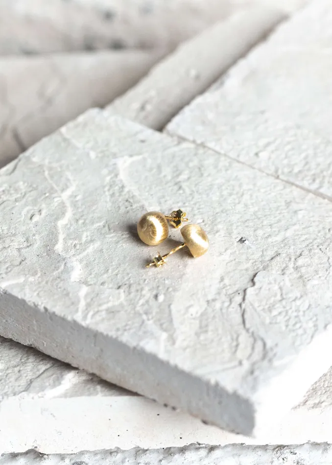 Brushed Cap Stud Earrings Gold Kty Earrings