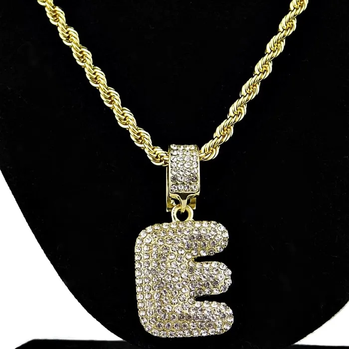 Bubble Letter E Gold Finish Rope Chain Necklace 24 Bling Cartel Admin Necklaces Bubble Letter E Gold Finish Rope Chain Necklace 24 Bling Cartel Admin Necklaces
