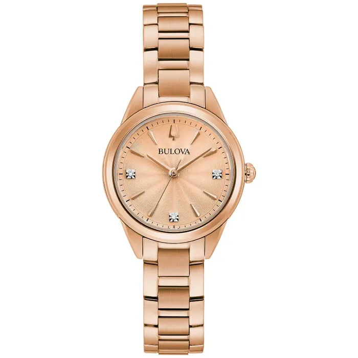 Bulova Womens Diamond Watch Sutton Rose Gold Tone Dial Bracelet 97P151 Bulova Bracelets