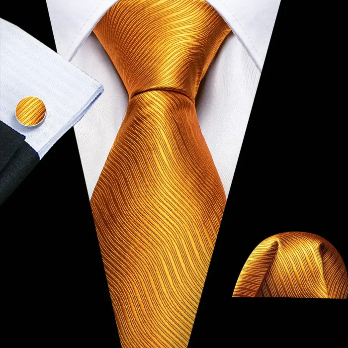 BWG VIP Design Collection Mens Fashion Golden Yellow Geometric Jacquard 100 Premium High Quality Silk Ties Divine Inspiration Styles Rings