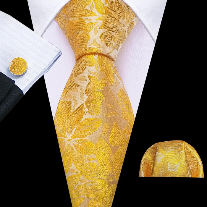 BWG VIP Design Collection Mens Fashion Golden Yellow Geometric Jacquard 100 Premium High Quality Silk Ties Divine Inspiration Styles Rings