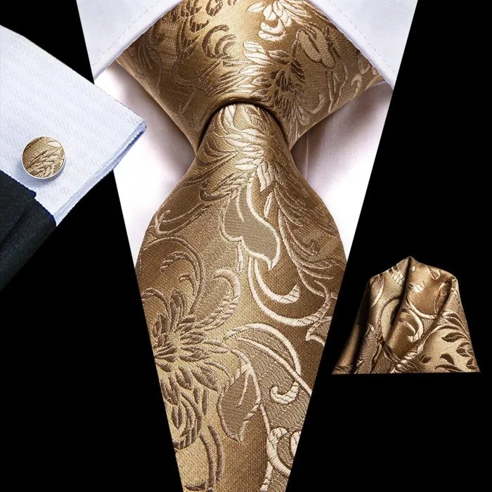 BWG VIP Design Collection Mens Fashion Golden Yellow Geometric Jacquard 100 Premium High Quality Silk Ties Divine Inspiration Styles Rings