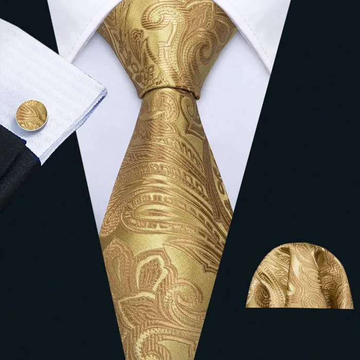 BWG VIP Design Collection Mens Fashion Golden Yellow Geometric Jacquard 100 Premium High Quality Silk Ties Divine Inspiration Styles Rings
