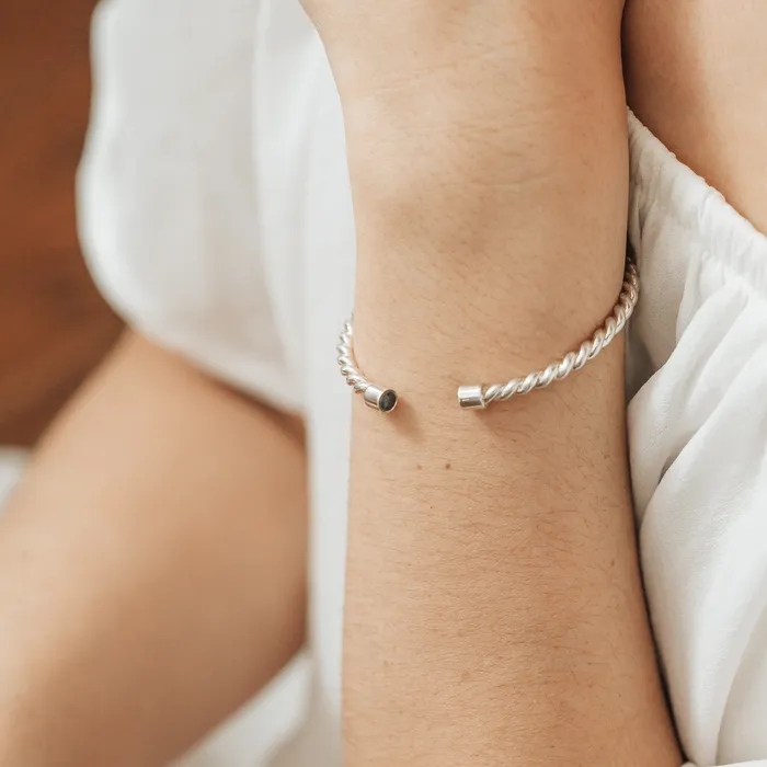 Cable Cuff Cremation Bracelet in 14K Yellow Gold closebymejewelry Bracelets