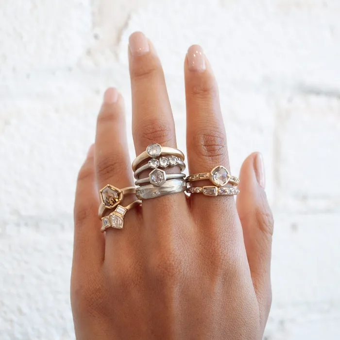 Champagne Baguette Ring Rebecca Overmann Rings