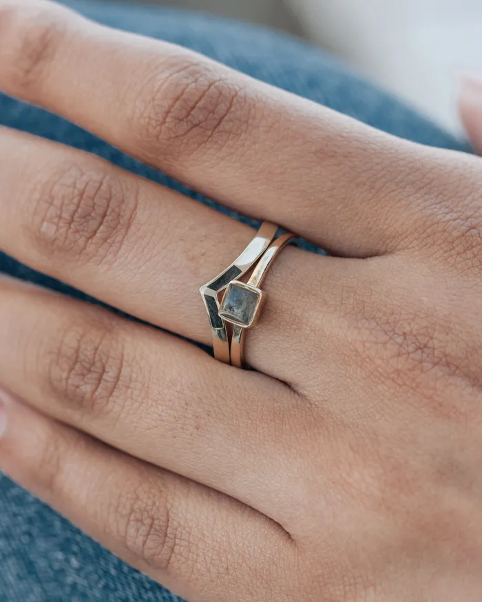 Chevron Cremation Ring in 14K White Gold closebymejewelry Rings